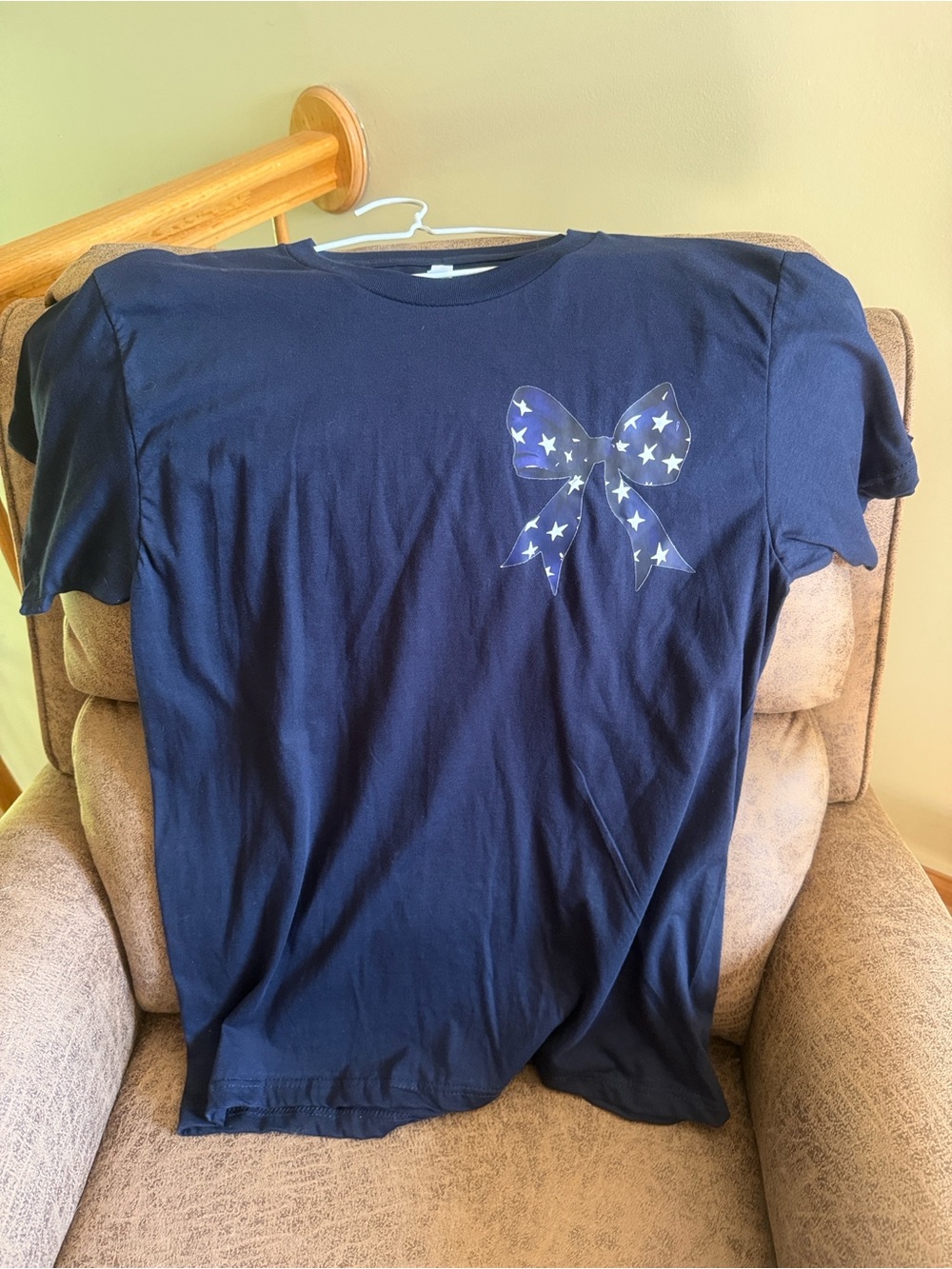 Women's Graphic Short Sleeve Tee in Blue with Red, White, and Blue Bows